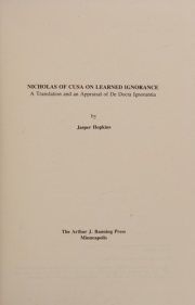 Couverture : Nicholas of Cusa On Learned Ignorance
