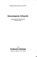 Couverture : Klassenlogische Syllogistik