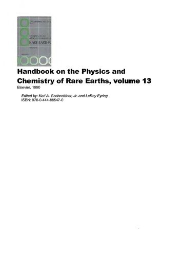 Couverture : Handbook on the physics and chemistry of rare earths