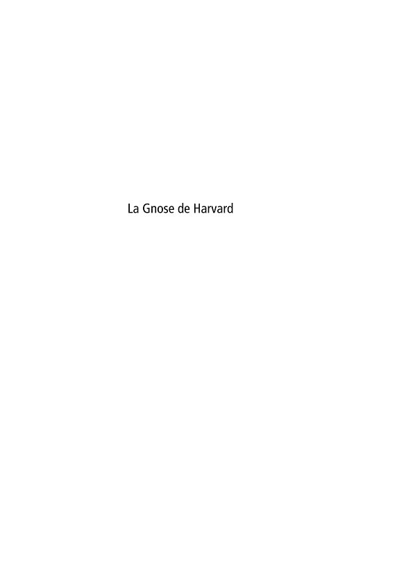 Couverture : Essai sur la gnose de Harvard