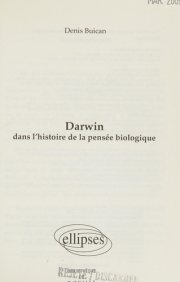 Couverture : Darwin dans l'histoire de la pensée biologique