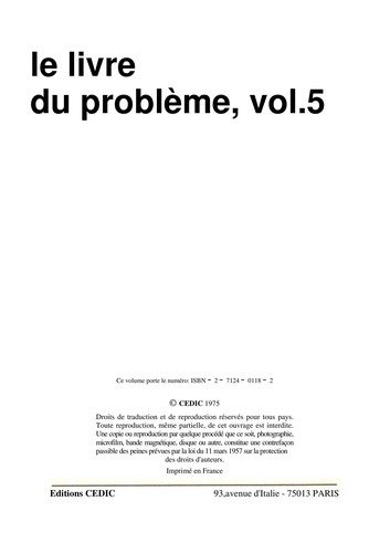 Couverture : Le Livre du problème
