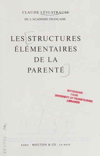 Couverture : Les structures élémentaires de la parenté.