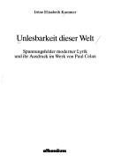 Couverture : Unlesbarkeit dieser Welt