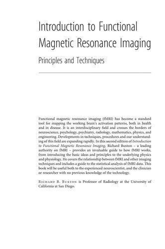Couverture : Introduction to functional magnetic resonance imaging