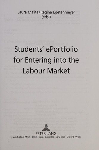 Couverture : Students' EPortfolio for Entering into the Labour Market
