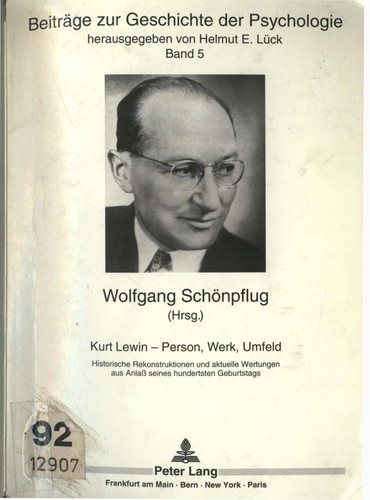 Couverture : Kurt Lewin - Person, Werk, Umfeld