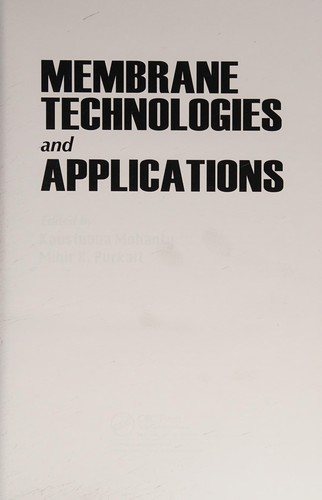 Couverture : Membrane technologies and applications