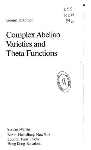 Couverture : Complex abelian varieties and theta functions