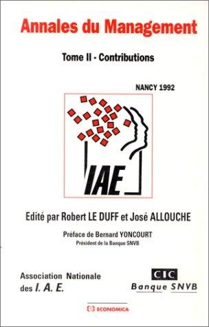 Couverture : Annales du management