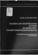 Couverture : Studien zur Wortbildung in einer "klassischen" Transformationsgrammatik