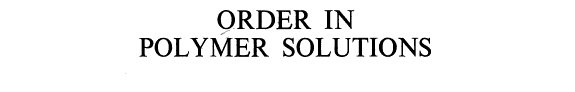 Couverture : Order in polymer solutions