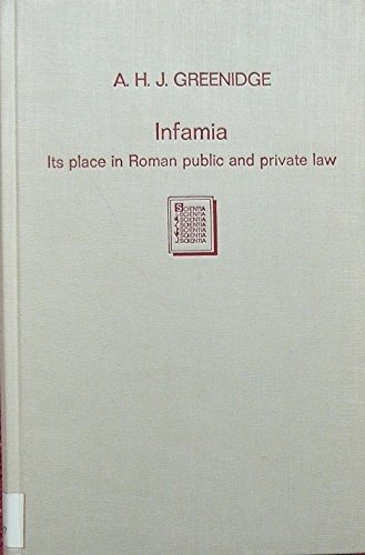 Couverture : Infamia: its place in Roman public and private law