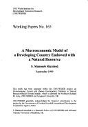 Couverture : Macroeconomic Model of a Developing Country Endowed with a Natural Resource, A (UNU/WIDER Working Papers)