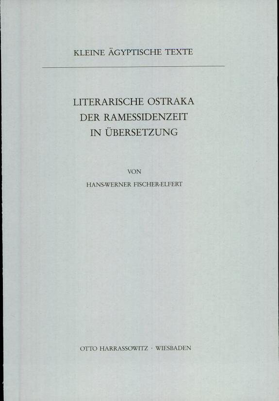 Couverture : Literarische Ostraka der Ramessidenzeit in Übersetzung