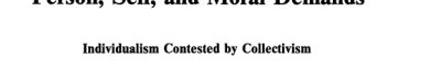 Couverture : Person, self, and moral demands