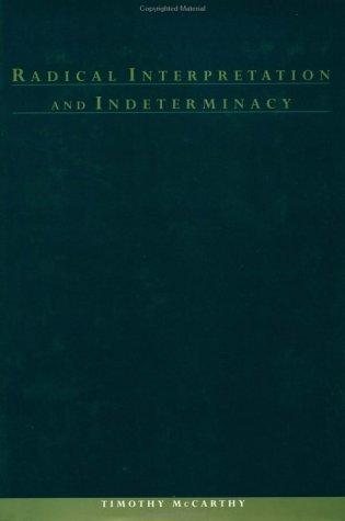 Couverture : Radical interpretation and indeterminacy