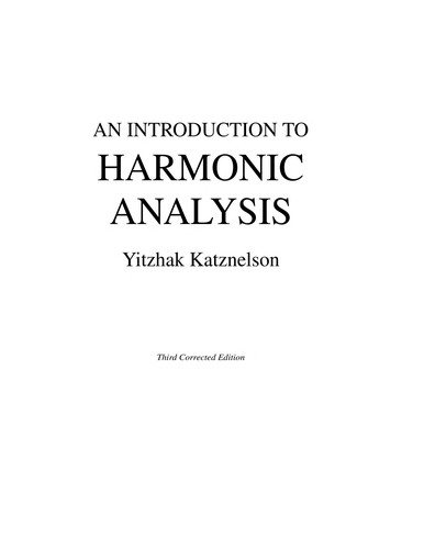 Couverture : An introduction to harmonic analysis