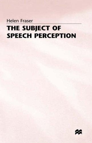 Couverture : The subject of speech perception
