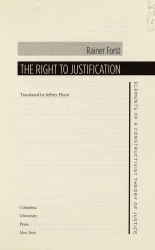 Couverture : The Right to Justification