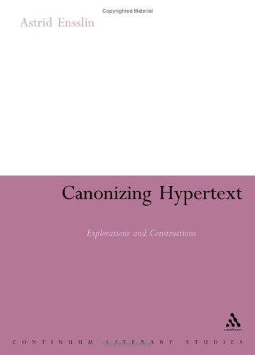 Couverture : CANONIZING HYPERTEXT: EXPLORATIONS AND CONSTRUCTIONS.