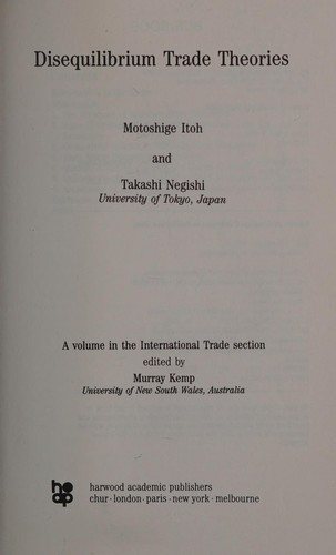 Couverture : Disequilibrium trade theories