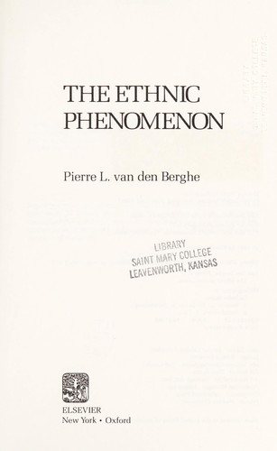 Couverture : The ethnic phenomenon