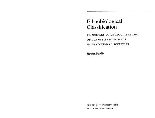 Couverture : Ethnobiological classification