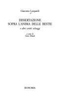 Couverture : Dissertazione sopra l'anima delle bestie e altri scritti selvaggi