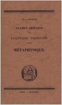 Couverture : Examen critique de l'ouvrage d'Aristote, intitulé Métaphysique
