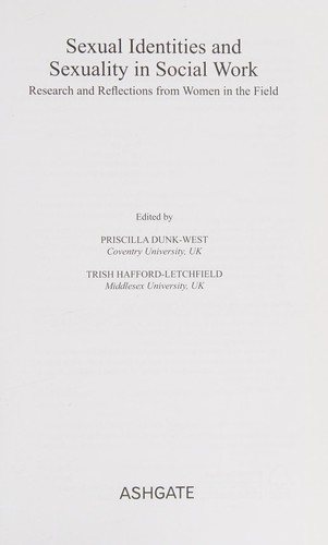 Couverture : Sexual identities and sexuality in social work