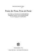 Couverture : Poesie der Prosa, Prosa als Poesie