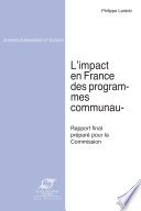 Couverture : L'impact en France des programmes communautaires de recherche