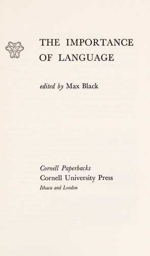 Couverture : The importance of language /edited by Max Black.