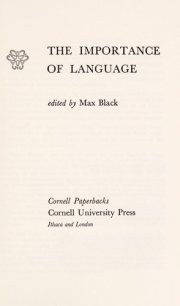 Couverture : The importance of language /edited by Max Black.
