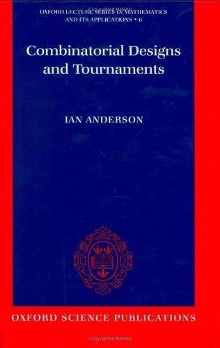 Couverture : Combinatorial designs and tournaments