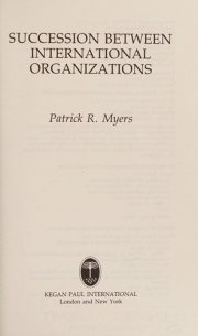 Couverture : Succession between international organizations