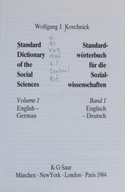 Couverture : Standard dictionary of the social sciences =