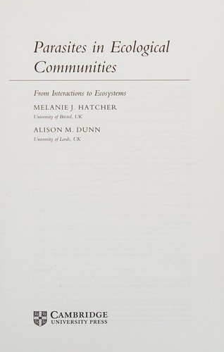 Couverture : Parasites in ecological communities