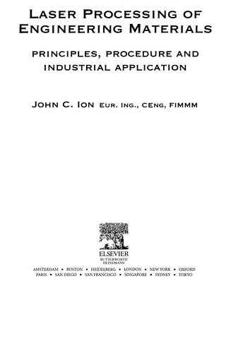 Couverture : Laser processing of engineering materials