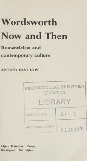 Couverture : Wordsworth now and then