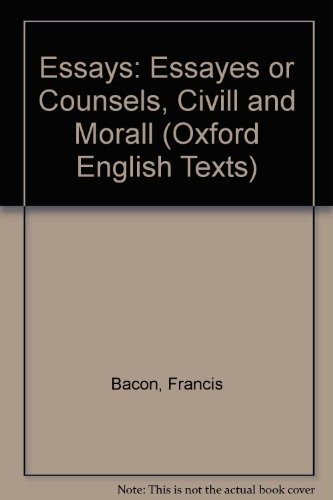 Couverture : The  essayes or counsels, civill and morall
