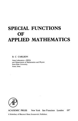 Couverture : Special functions of applied mathematics