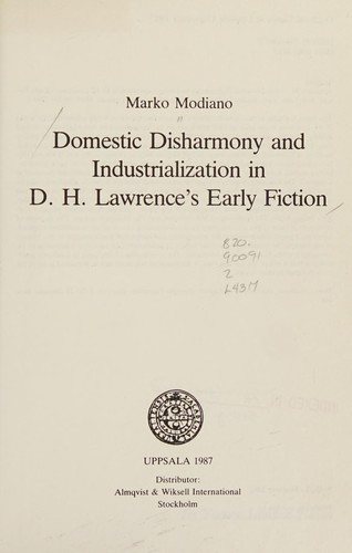 Couverture : Domestic disharmony and industrialization in D.H. Lawrence's early fiction