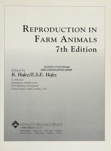 Couverture : Reproduction in farm animals