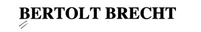 Couverture : Bertolt Brecht (1898-1956)