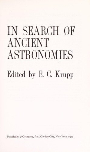 Couverture : In search of ancient astronomies