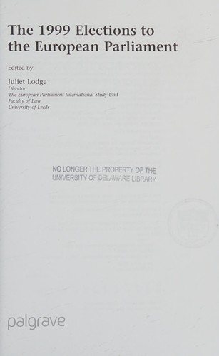 Couverture : The 1999 elections to the European Parliament