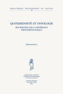 Couverture : Quotidienneté et ontologie