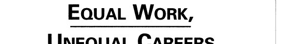 Couverture : Equal Work, Unequal Careers
